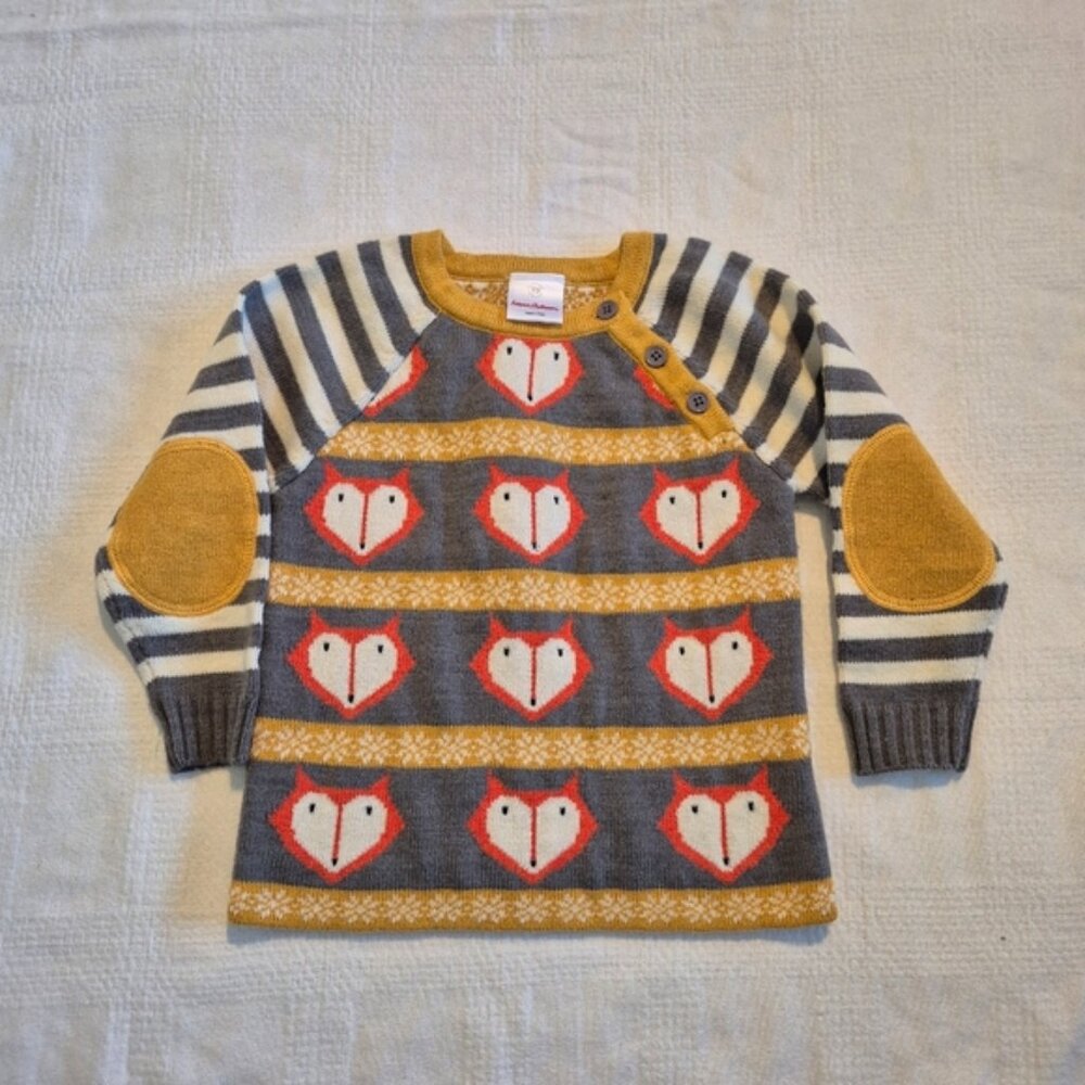 Hanna Andersson fox sweater size 80 or 18-24 months EUC Wool blend 2014